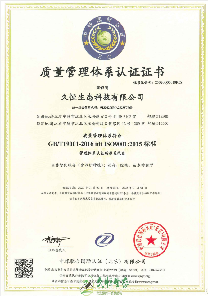 蔡甸质量管理体系ISO9001证书